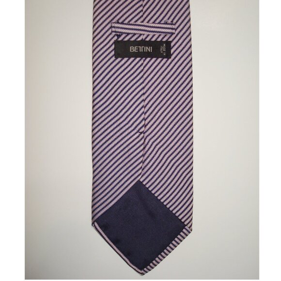 New! BETTINI Lavender Purple & Blue Textured Diagonal Striped Silk Tie - Picture 5 of 6